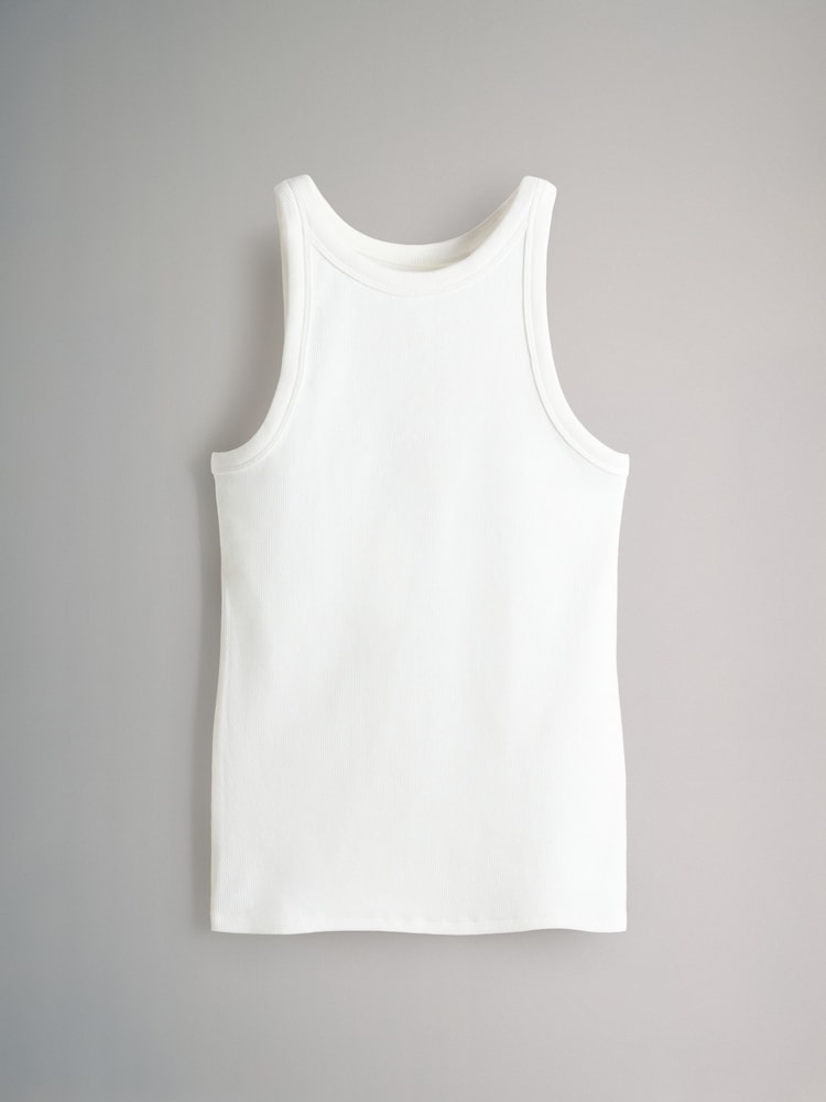 The Set Green/Yellow/Cream/Pink&Cream Stripe 4 Pack Ribbed Racer Vests - Image 11 of 13