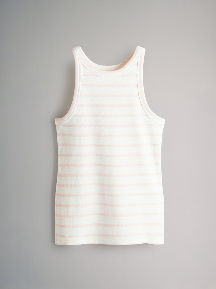 The Set Green/Yellow/Cream/Pink&Cream Stripe 4 Pack Ribbed Racer Vests - Image 8 of 13