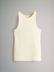 The Set Green/Yellow/Cream/Pink&Cream Stripe 4 Pack Ribbed Racer Vests - Image 9 of 13