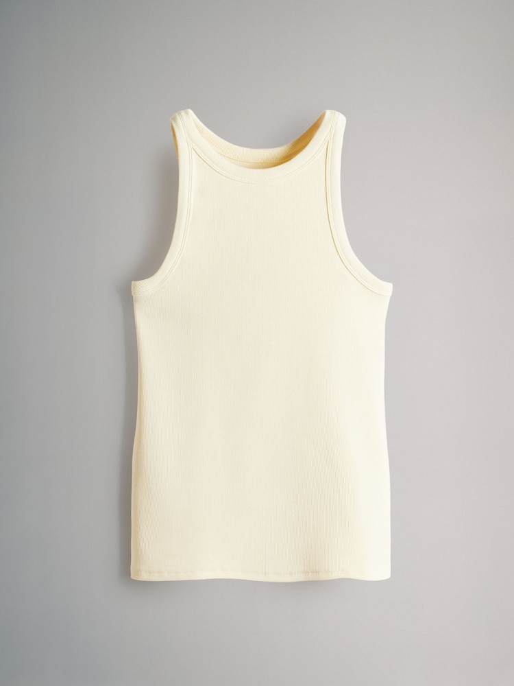 The Set Green/Yellow/Cream/Pink&Cream Stripe 4 Pack Ribbed Racer Vests - Image 9 of 13