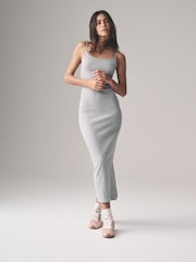 The Set Black/Grey Marl/Taupe Brown 3 Pack Strappy Ribbed Dress - Image 3 of 9