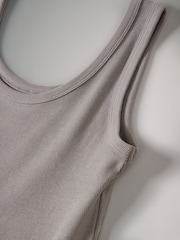 The Set Black/Taupe 2 Pack Ribbed Vest Jersey Woven Mix Midi Dress - Image 7 of 8