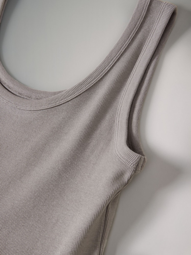 The Set Black/Taupe 2 Pack Ribbed Vest Jersey Woven Mix Midi Dress - Image 7 of 8