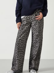 Hush Animal Leopard Print Wide Leg Jeans - Image 1 of 5