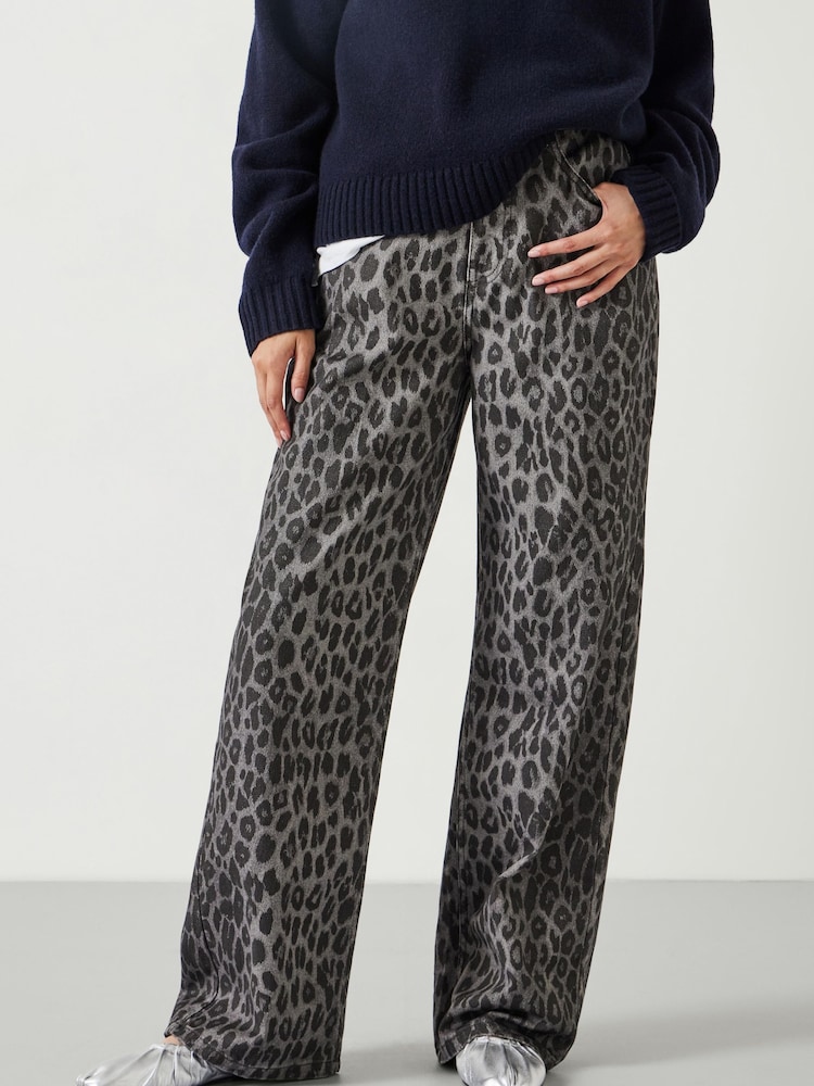 Hush Animal Leopard Print Wide Leg Jeans - Image 1 of 5