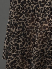 Religion Black Tiered Boho Style Citrine Maxi Skirt In Leopard Animal Print - Image 6 of 6