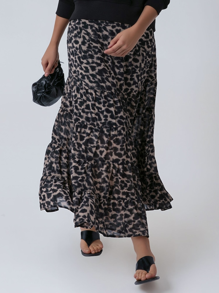 Religion Leopard Animal Print Citrine Tiered Maxi Skirt - Image 7 of 7 Religion Leopard Animal Print Citrine Tiered Maxi Skirt - Image 7 of 7