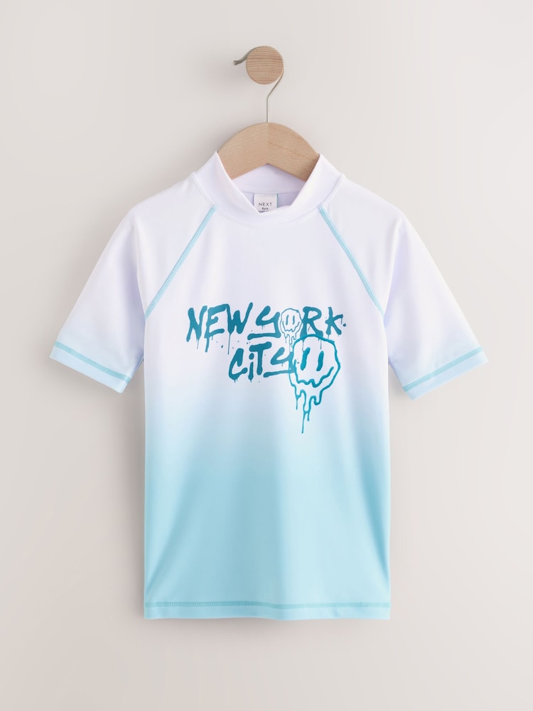 Light Blue Ombre Short Sleeve Rash Vest (1.5-16yrs) - Image 1 of 4