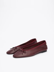 Tommy Hilfiger Red Soft Leather Ballerinas With Bow - Image 3 of 8