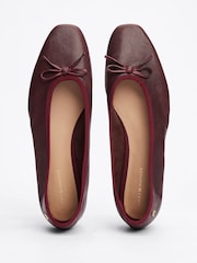 Tommy Hilfiger Red Soft Leather Ballerinas With Bow - Image 5 of 8