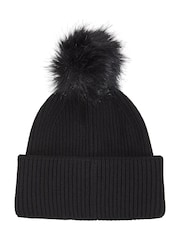 Tommy Hilfiger Black Pom Pom Beanie With Cashmere - Image 2 of 3