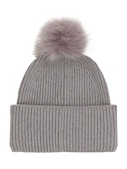 Tommy Hilfiger Grey Pom Pom Beanie With Cashmere - Image 2 of 3