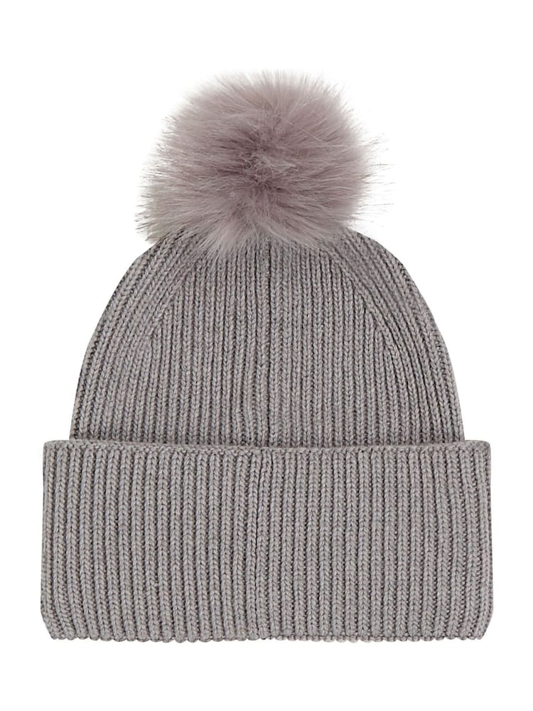 Tommy Hilfiger Grey Pom Pom Beanie With Cashmere - Image 2 of 3