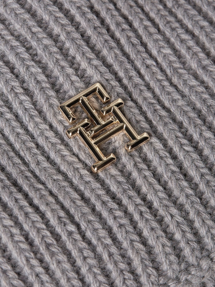Tommy Hilfiger Grey Pom Pom Beanie With Cashmere - Image 3 of 3