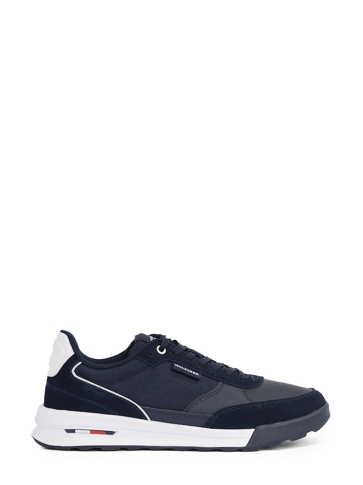 Tommy Hilfiger Blue Retro Leather Runner Trainers - Image 1 of 5
