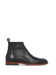 Tommy Hilfiger Black Leather Zip Chelsea Boots - Image 2 of 6