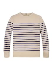 Tommy Hilfiger Unisex Regular Fit 100% Cotton Stripe Long Sleeve T-Shirt - Imagen 2 de 3