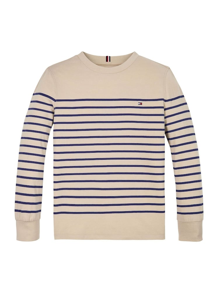 Tommy Hilfiger Unisex Regular Fit 100% Cotton Stripe Long Sleeve T-Shirt - Imagen 2 de 3