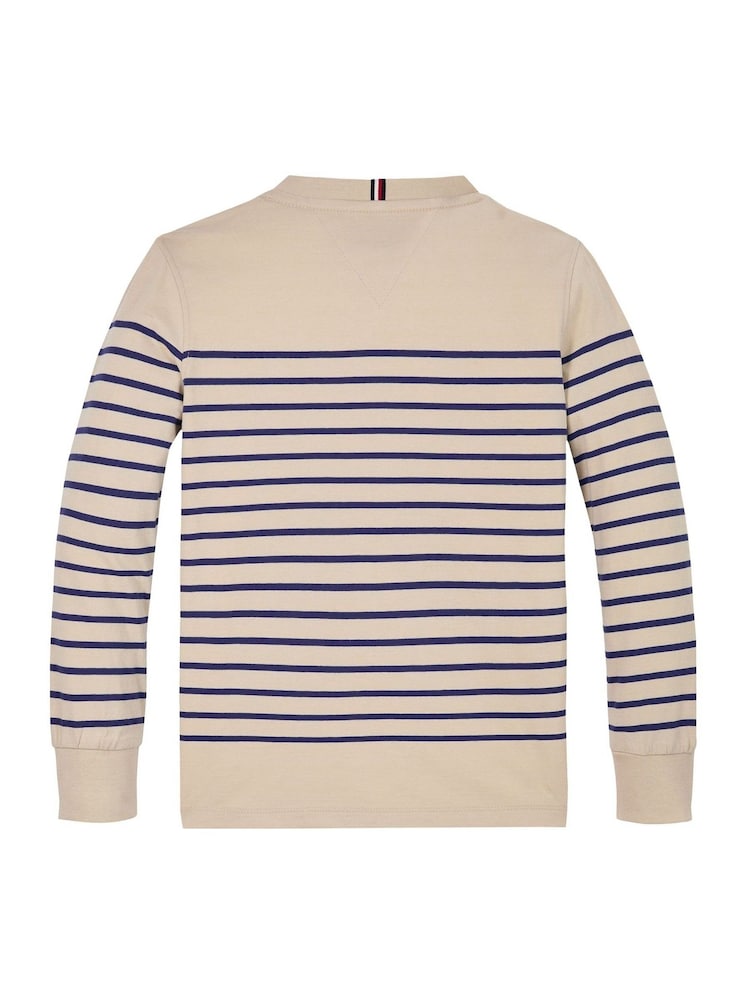 Tommy Hilfiger Unisex Regular Fit 100% Cotton Stripe Long Sleeve T-Shirt - Imagen 3 de 3