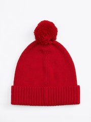 Tommy Hilfiger Red 100% Cotton Pom Pom Beanie - Image 2 of 5