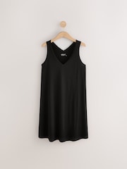 Black Sleeveless V-Neck Slouch Dress - Image 1 of 3