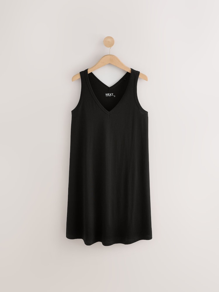 Black Sleeveless V-Neck Slouch Dress - Image 1 of 3