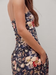 Zwart bloemenprint - Drop Waist Bandeau Maxi Length Jersey Dress - Image 5 of 6