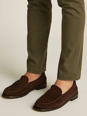 Tommy Hilfiger Brown Classic Suede Loafers - Image 1 of 6