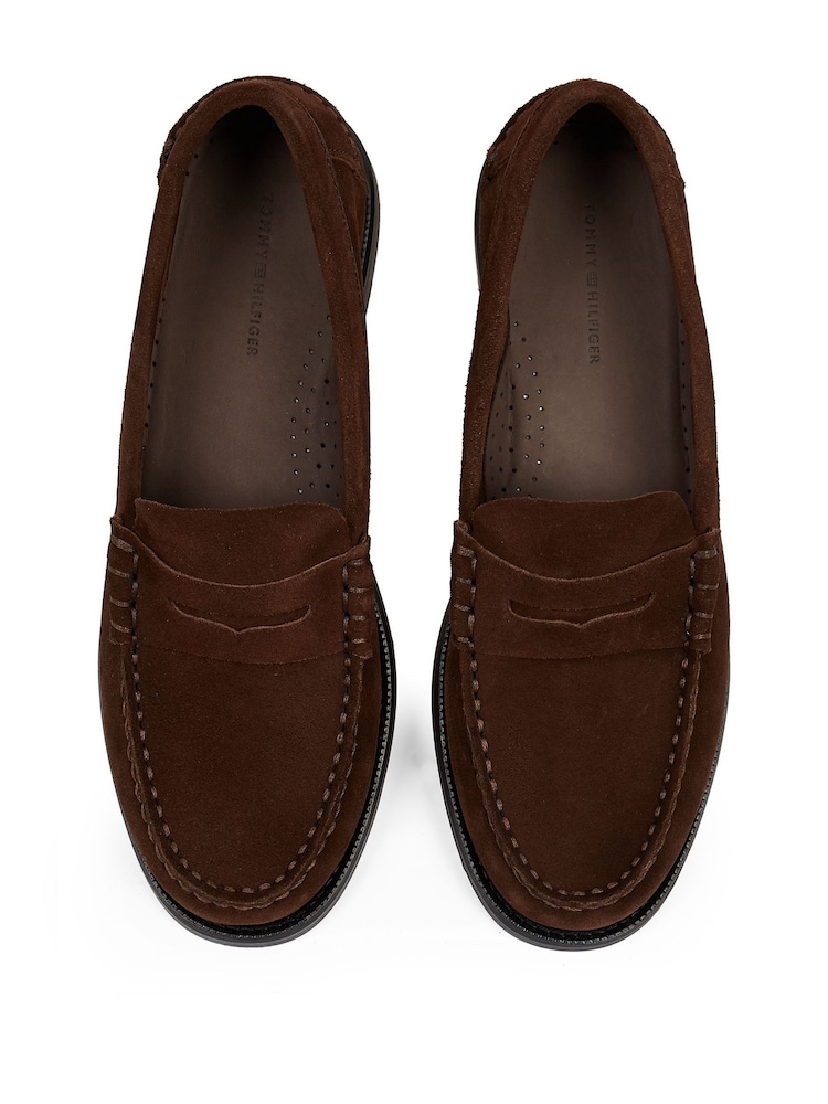 Tommy Hilfiger Brown Classic Suede Loafers - Image 6 of 6