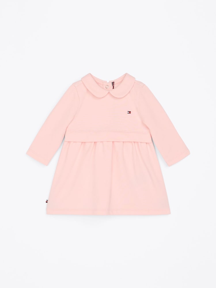 Tommy Hilfiger Pink Essential Long Sleeve Cotton Dress - Image 1 of 3