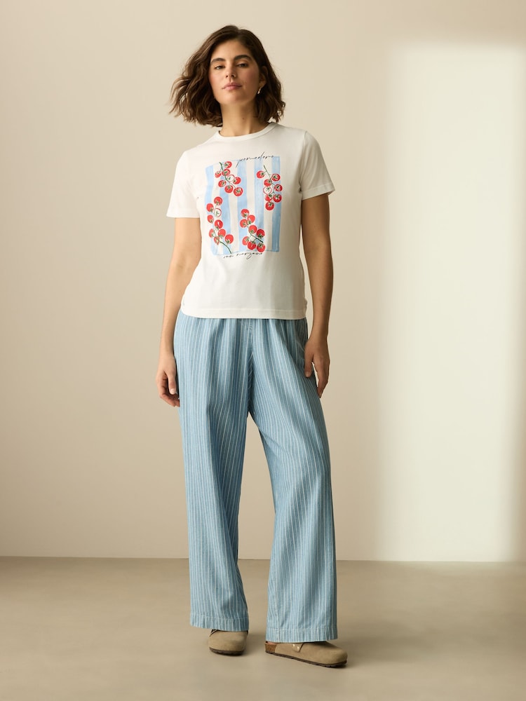 Graphic Tomato Print White Essential Pure Cotton Short Sleeve Crew Neck T-Shirt - Image 2 of 8