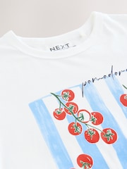 Graphic Tomato Print White Essential Pure Cotton Short Sleeve Crew Neck T-Shirt - Image 7 of 8