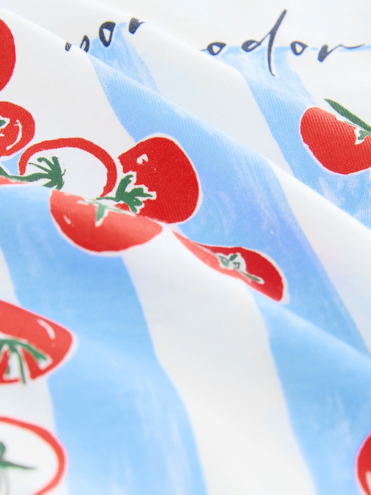 Graphic Tomato Print White Essential Pure Cotton Short Sleeve Crew Neck T-Shirt - Image 8 of 8