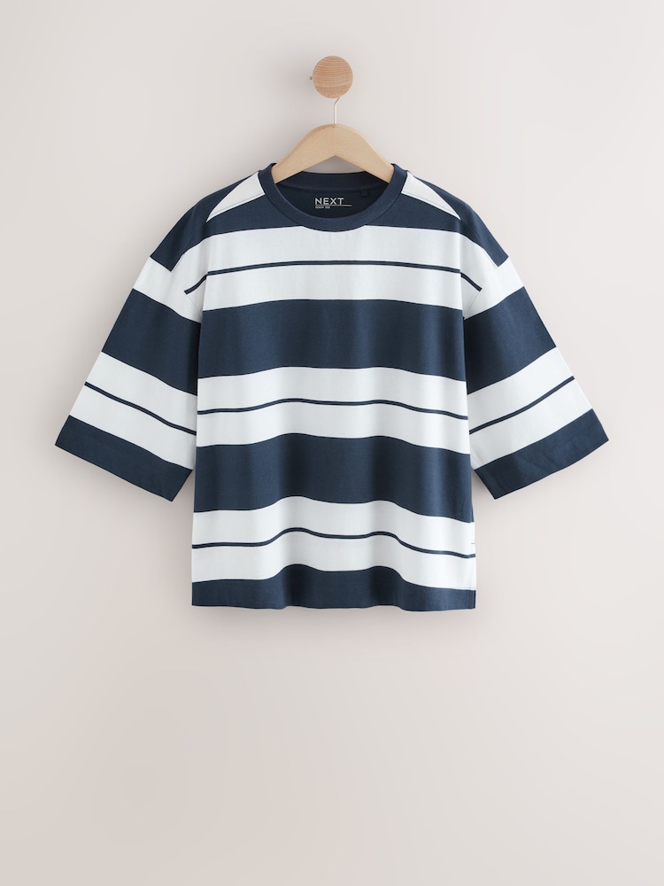 Pink/Khaki/Stripe Elbow Length Crew Neck 100% Cotton T-Shirts 3 Pack - Image 2 of 10 Pink/Khaki/Stripe Elbow Length Crew Neck 100% Cotton T-Shirts 3 Pack - Image 2 of 10