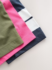 Pink/Cáqui/Stripe - Camisetas 100de algodão com gola redonda na altura do cotovelo, pacote 3 - Imagem 6 de 10