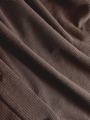 Chocolate Brown Soft Touch Ribbed Long Sleeve Button Through Cardigan with Containing TENCEL™ Lyocell - Image 7 of 7