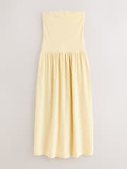 Buttermilk Yellow Drop Waist Bandeau Maxi Length Jersey Dress - Image 5 of 7