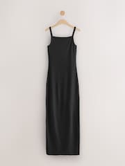 Black Strappy Maxi Length Ribbed Dress - Image 4 of 6