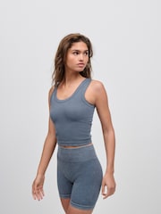 Indigo Blue Ribbed Seamless Vest Top - Image 1 of 7