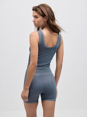 Indigo Blue Ribbed Seamless Vest Top - Image 3 of 7