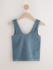Indigo Blue Ribbed Seamless Vest Top - Image 5 of 7