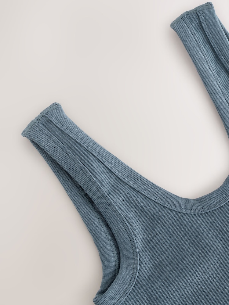 Indigo Blue Ribbed Seamless Vest Top - Image 7 of 7