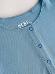 Blue Soft Touch Ribbed Long Sleeve Button Through Cardigan with Containing TENCEL™ Lyocell - Image 2 of 3