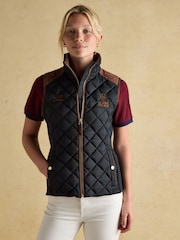Joules Official Scone Navy Showerproof Diamond Quilted Gilet - Image 1 of 12