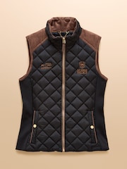 Joules Official Scone Navy Showerproof Diamond Quilted Gilet - Image 12 of 12