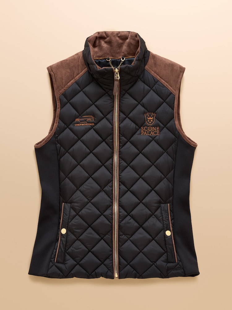 Joules Official Scone Navy Showerproof Diamond Quilted Gilet - Image 12 of 12