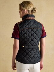 Joules Official Scone Navy Showerproof Diamond Quilted Gilet - Image 2 of 12