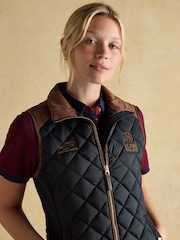Joules Official Scone Navy Showerproof Diamond Quilted Gilet - Image 3 of 12