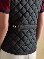 Joules Official Scone Navy Showerproof Diamond Quilted Gilet - Image 4 of 12