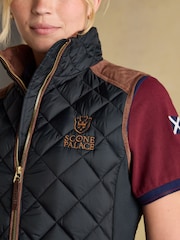 Joules Official Scone Navy Showerproof Diamond Quilted Gilet - Image 6 of 12